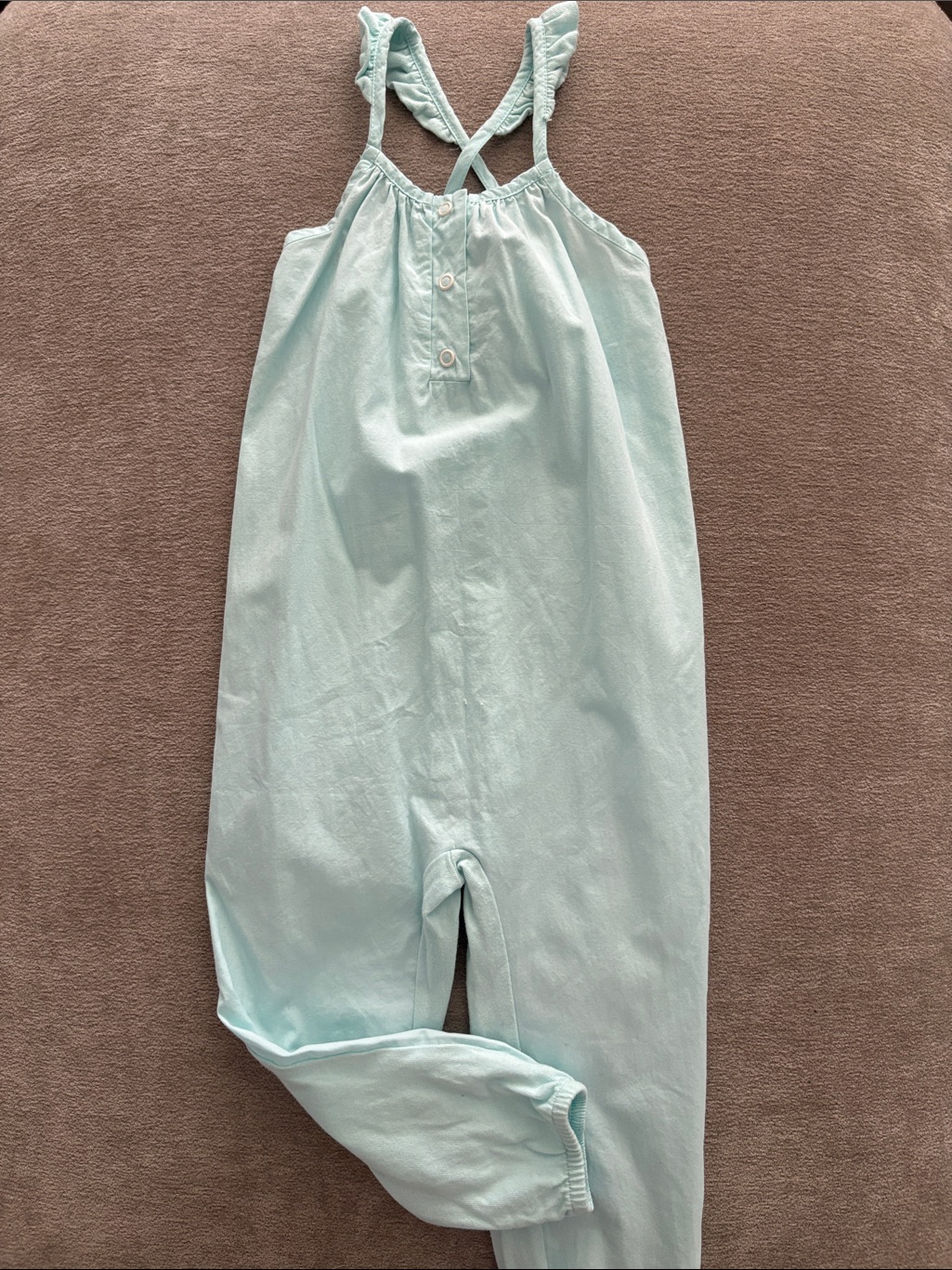 Zara Baby Girl Mint Green Ruffle Straps Cotton Harem Romper Jumpsuit